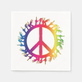 Rainbow Peace Sign Napkins sechziger Hippie-Party Serviette (Vorderseite)