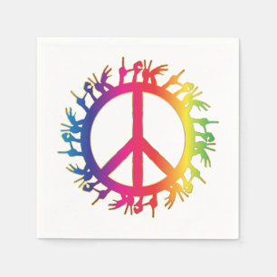 Rainbow Peace Sign Napkins sechzigste Hippie-Party Serviette