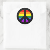 Rainbow Peace Sign Ovaler Aufkleber (Tasche)