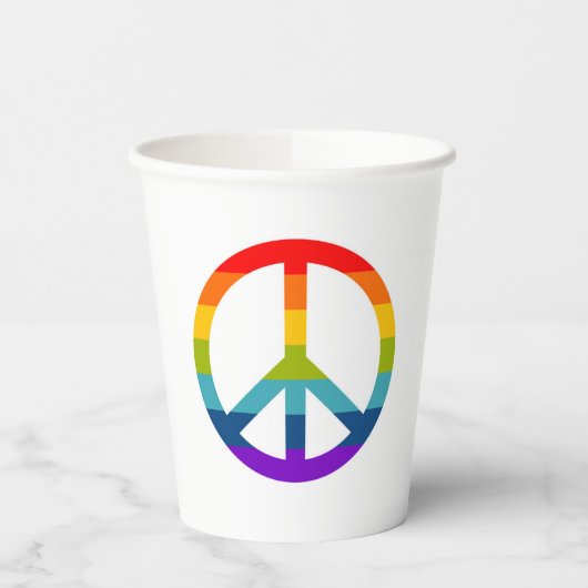 Rainbow Peace Sign Pappbecher (Links)