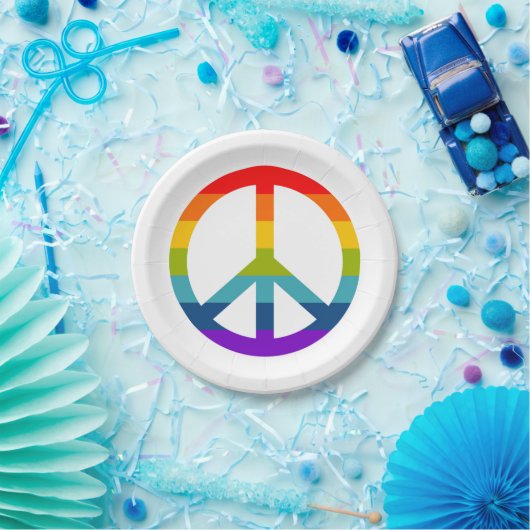 Rainbow Peace Sign Pappteller (Party)