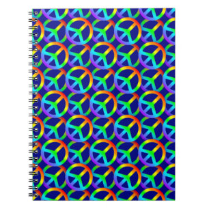 Rainbow Peace Sign Pattern Notizblock