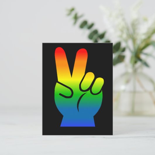 Rainbow Peace Sign Postkarte (Stehend Vorderseite)