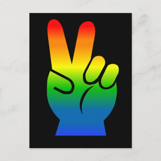 Rainbow Peace Sign Postkarte (Vorderseite)