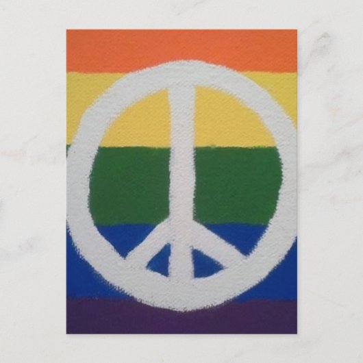 Rainbow Peace Sign Postkarte (Vorderseite)