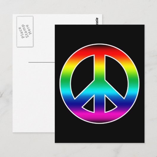 Rainbow Peace Sign Postkarte (Vorne/Hinten)