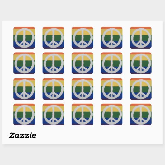 Rainbow Peace Sign Quadratischer Aufkleber (Blatt)