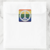 Rainbow Peace Sign Quadratischer Aufkleber (Tasche)