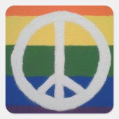 Rainbow Peace Sign Quadratischer Aufkleber (Vorderseite)