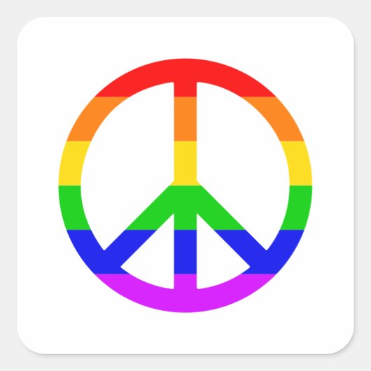 Rainbow Peace Sign Quadratischer Aufkleber (Vorderseite)