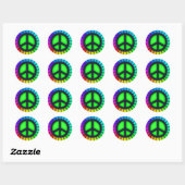 Rainbow Peace Sign Runder Aufkleber (Blatt)