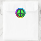 Rainbow Peace Sign Runder Aufkleber (Tasche)