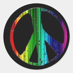 Rainbow Peace Sign Runder Aufkleber