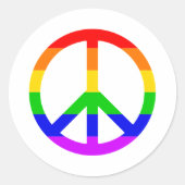 Rainbow Peace Sign Runder Aufkleber (Vorderseite)