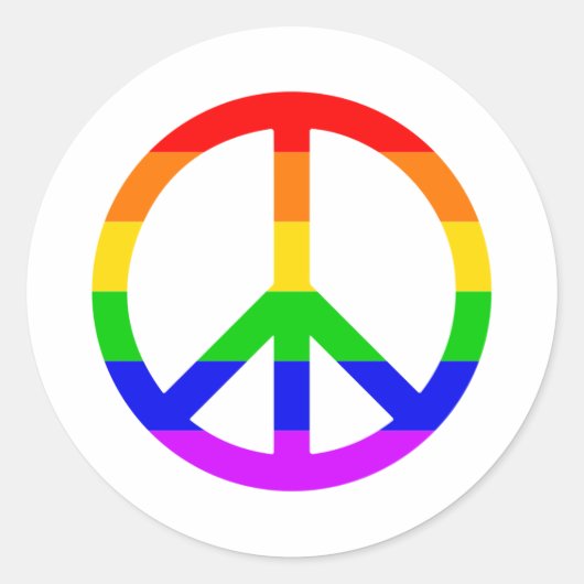 Rainbow Peace Sign Runder Aufkleber (Vorderseite)