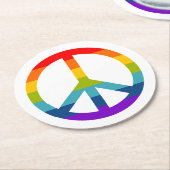 Rainbow Peace Sign Runder Pappuntersetzer (Angewinkelt)