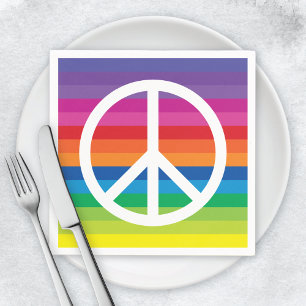 Rainbow Peace Sign Serviette