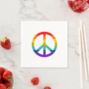 Rainbow Peace Sign Serviette