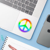 Rainbow Peace Sign Sticker (Laptop mit iPhone)