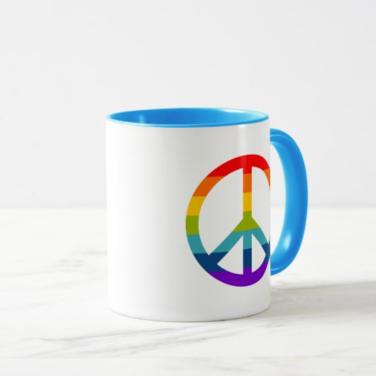 Rainbow Peace Sign Tasse (VorderseiteRechts)