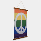 Rainbow Peace Sign Wandteppich Mit Holzrahmen (Gewinkelt)