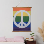 Rainbow Peace Sign Wandteppich Mit Holzrahmen (Schlafzimmer)