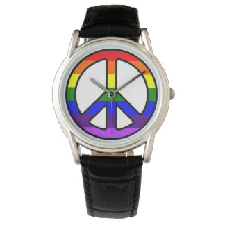 Rainbow Peace Sign Watch Armbanduhr