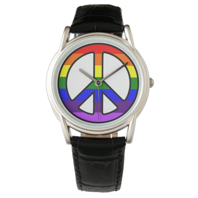 Rainbow Peace Sign Watch Armbanduhr (Vorderseite)