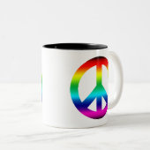 Rainbow Peace Sign Zweifarbige Tasse (VorderseiteRechts)