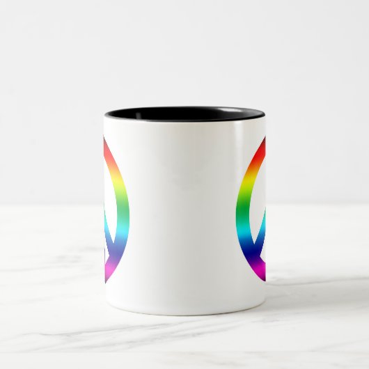 Rainbow Peace Sign Zweifarbige Tasse (Mittel)