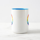 Rainbow Peace Sign Zweifarbige Tasse (Mittel)