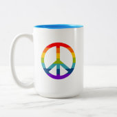Rainbow Peace Sign Zweifarbige Tasse (Links)