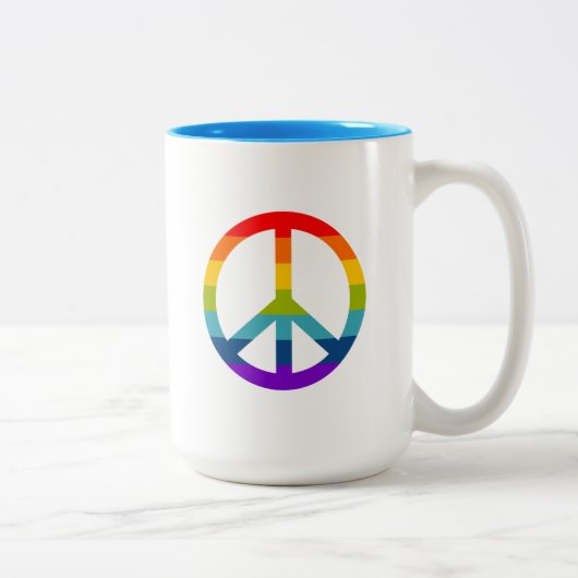 Rainbow Peace Sign Zweifarbige Tasse (Rechts)