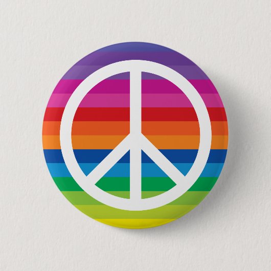 Rainbow Peace Signes Stripes Button (Vorderseite)