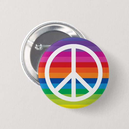 Rainbow Peace Signes Stripes Button (Vorne & Hinten)