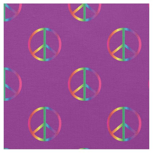 Rainbow Peace Signs Lila Stoff (Nahaufnahme)