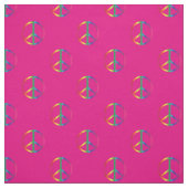 Rainbow Peace Signs Pink Stoff (Muster)