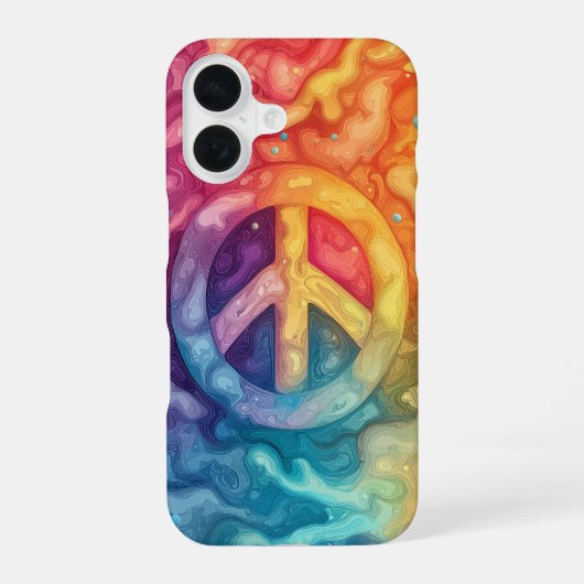 Rainbow Peace Splash Handy Case iPhone 16 Hülle (Rückseite)