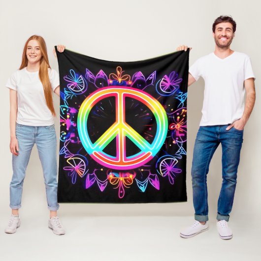 Rainbow Peace Symbol Art Fleecedecke (Beispiel)