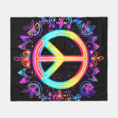 Rainbow Peace Symbol Art Fleecedecke (Vorderseite (Horizontal))