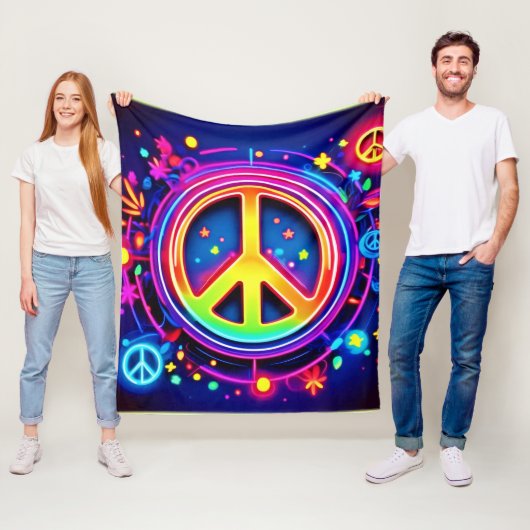 Rainbow Peace Symbol Art Fleecedecke (Beispiel)