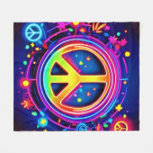 Rainbow Peace Symbol Art Fleecedecke (Vorderseite (Horizontal))