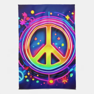 Rainbow Peace Symbol Art Geschirrtuch