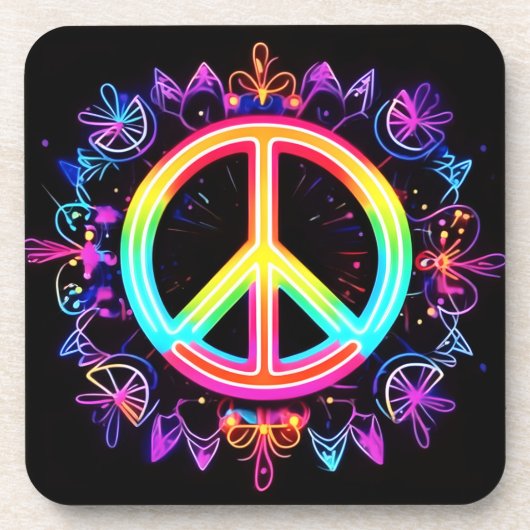 Rainbow Peace Symbol Art Getränkeuntersetzer (Vorderseite)