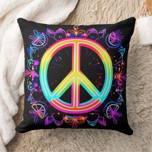 Rainbow Peace Symbol Art Kissen