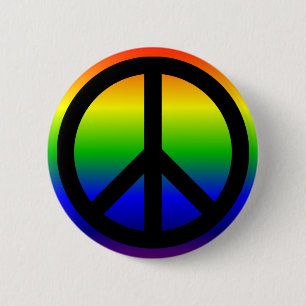 Rainbow Peace Symbol Button