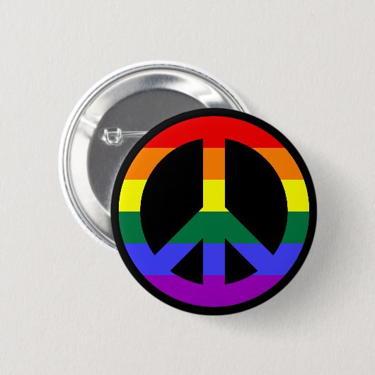 Rainbow Peace Symbol Button (Vorne & Hinten)