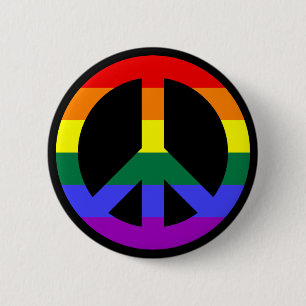 Rainbow Peace Symbol Button
