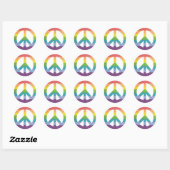 Rainbow Peace Symbol für Frieden und Freiheit Runder Aufkleber (Blatt)