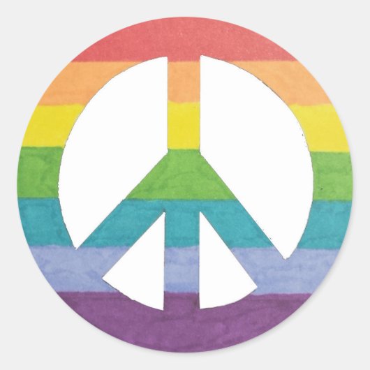 Rainbow Peace Symbol für Frieden und Freiheit Runder Aufkleber (Vorderseite)